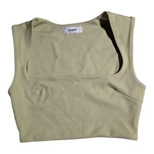 Danielle Guizio Sage Green Celestial Stretch Square Neck Casual Crop Top Sz M